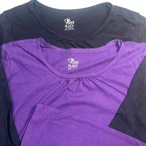 Children’s Place 2 Girls long sleeve top SZ Large purple, black,  nice shape